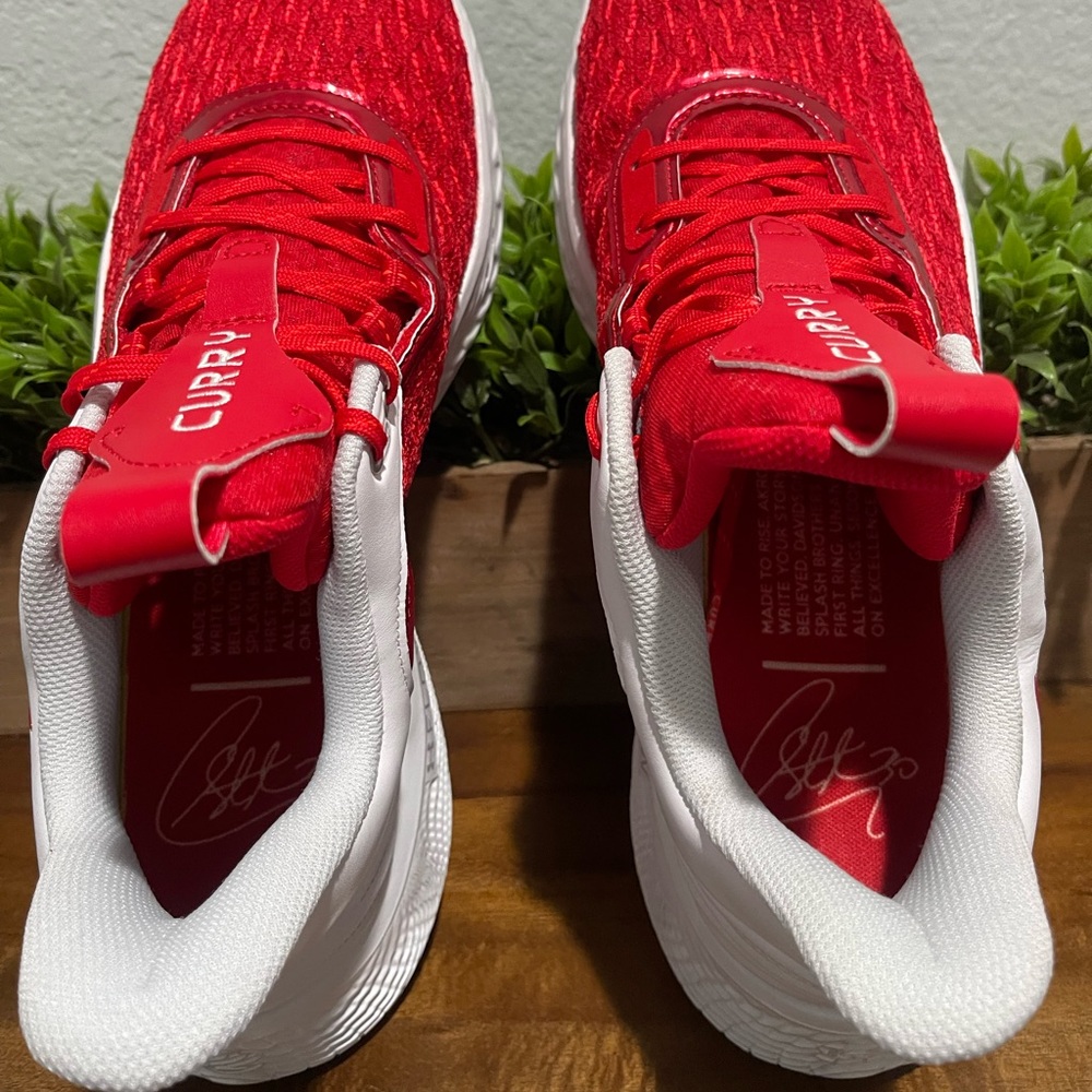 Under Armour UA Team Curry Flow 9 White Red 3025631-100 Men’s Size 13 - Picture 10 of 12